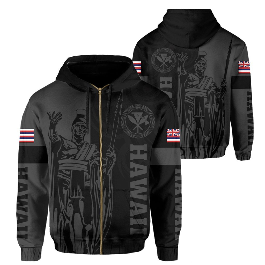 Hawaii King Polynesian Hoodie (Zip up) Lawla Style Gray AH