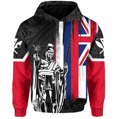 Hawaii King Flag Polynesian Hoodie Gray