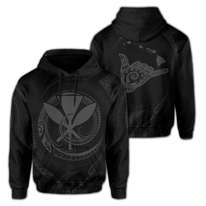 Polynesian Kanaka Shaka Map Of Hawaii Hoodie Gray