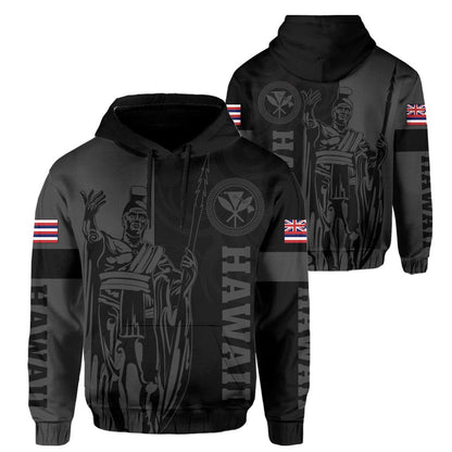 Hawaii King Polynesian Hoodie Lawla Style Gray AH