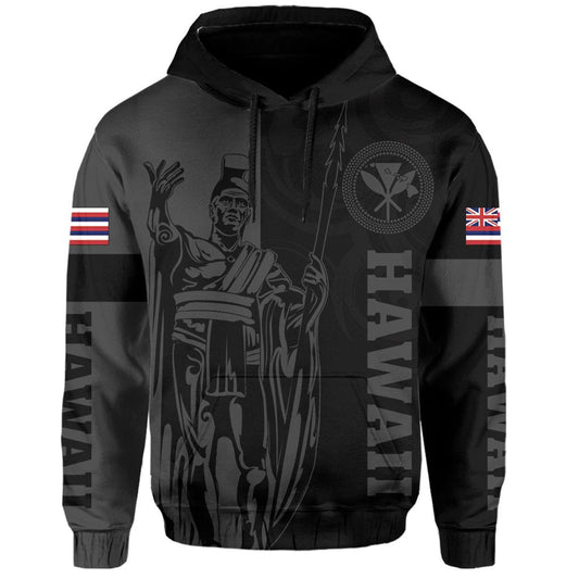 Hawaii King Polynesian Hoodie Lawla Style Gray AH