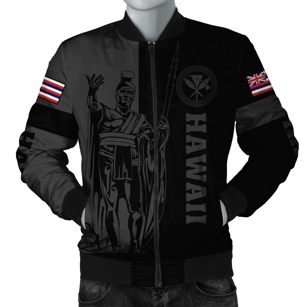 Hawaii King Polynesian Bomber Jacket Lawla Style Gray AH