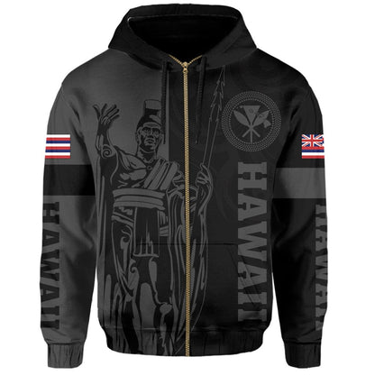 Hawaii King Polynesian Hoodie (Zip up) Lawla Style Gray AH