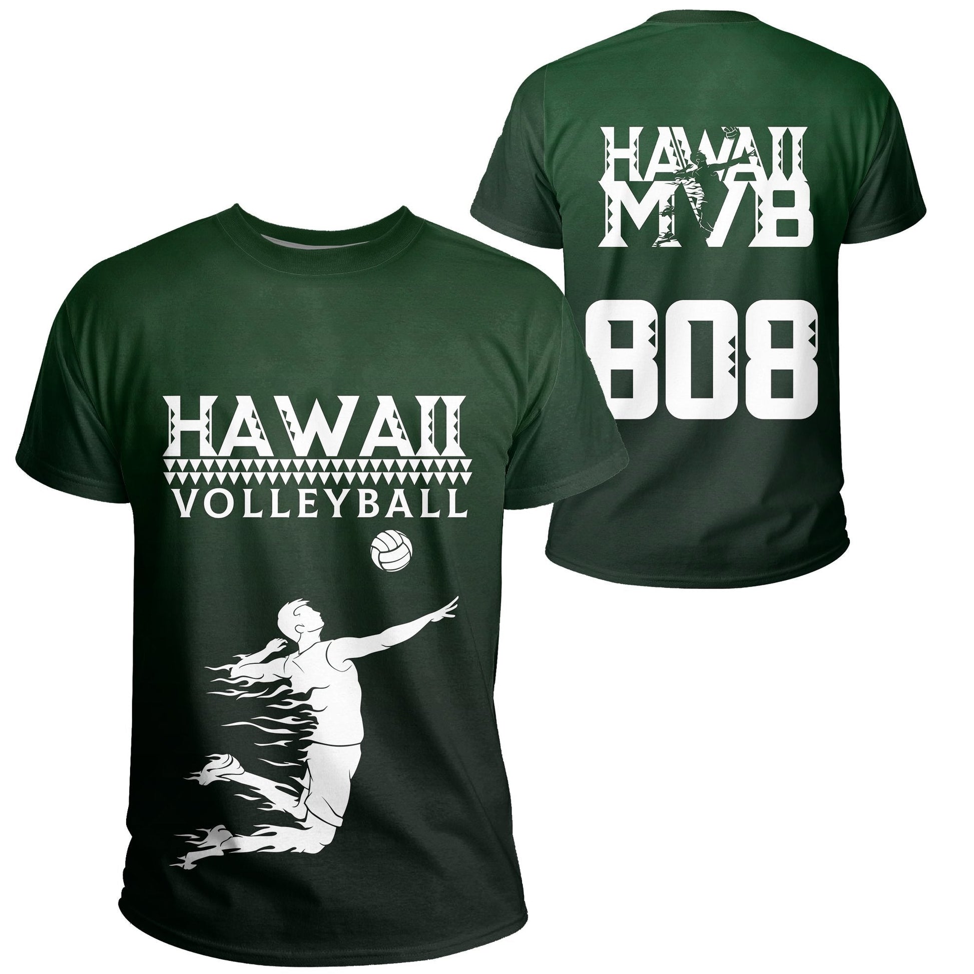 Volleyball Sport Hawaii Kakau T-Shirt Green