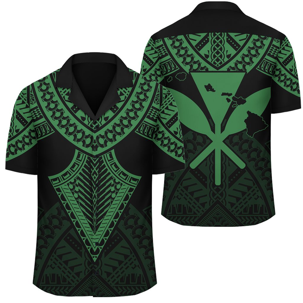 Hawaii Polynesian Limited Hawaiian Shirt - Tab Style Green - AH