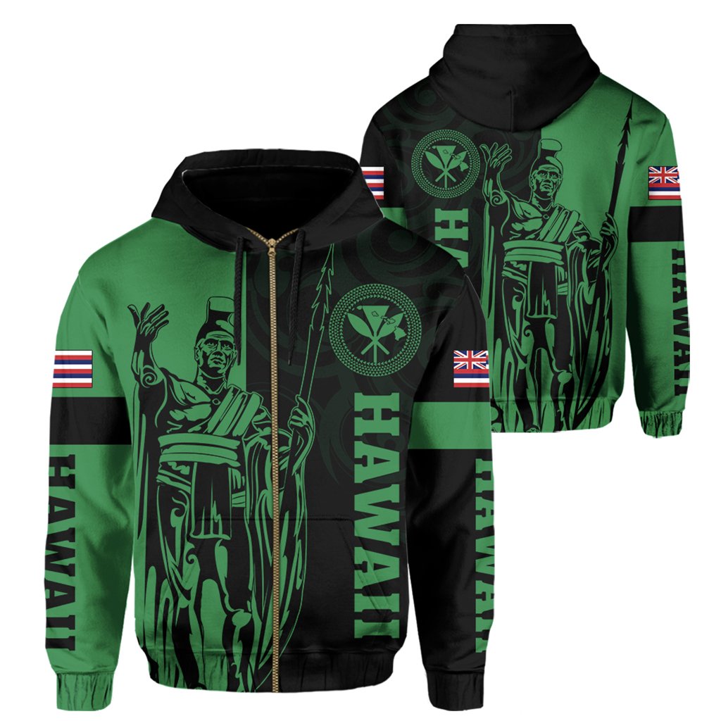 Hawaii King Polynesian Hoodie (Zip up) Lawla Style Green AH