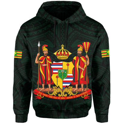 Polynesian Kanaka Maoli Royal Coat of Arms Hawaii Hoodie Green