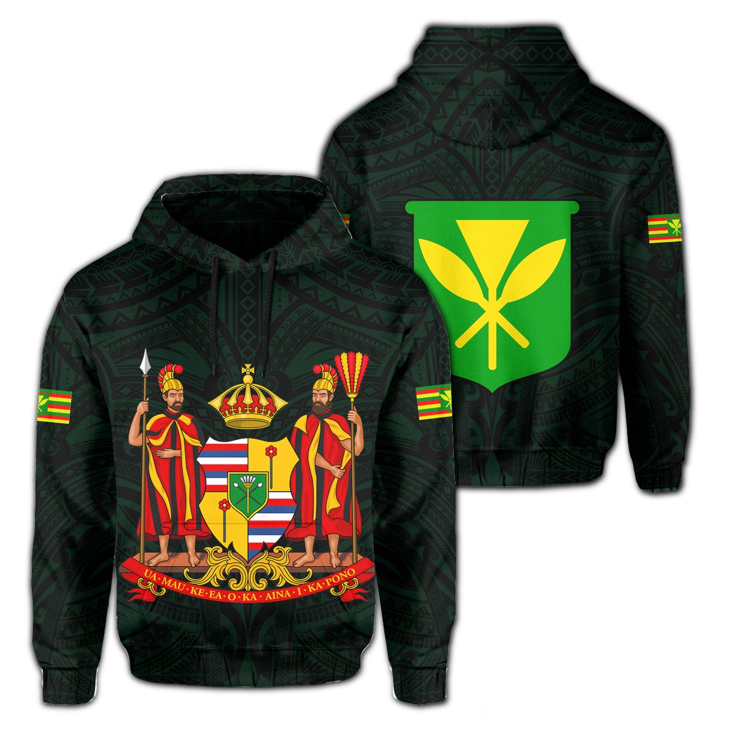 Polynesian Kanaka Maoli Royal Coat of Arms Hawaii Hoodie Green