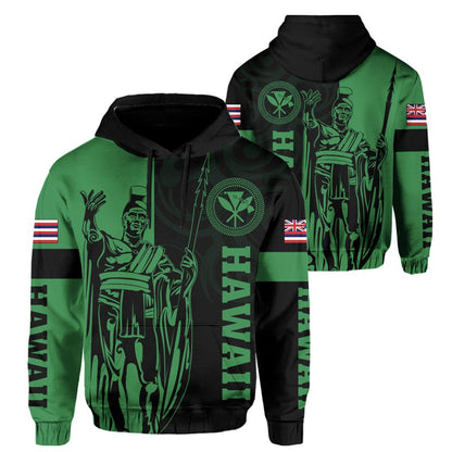 Hawaii King Polynesian Hoodie Lawla Style Green AH