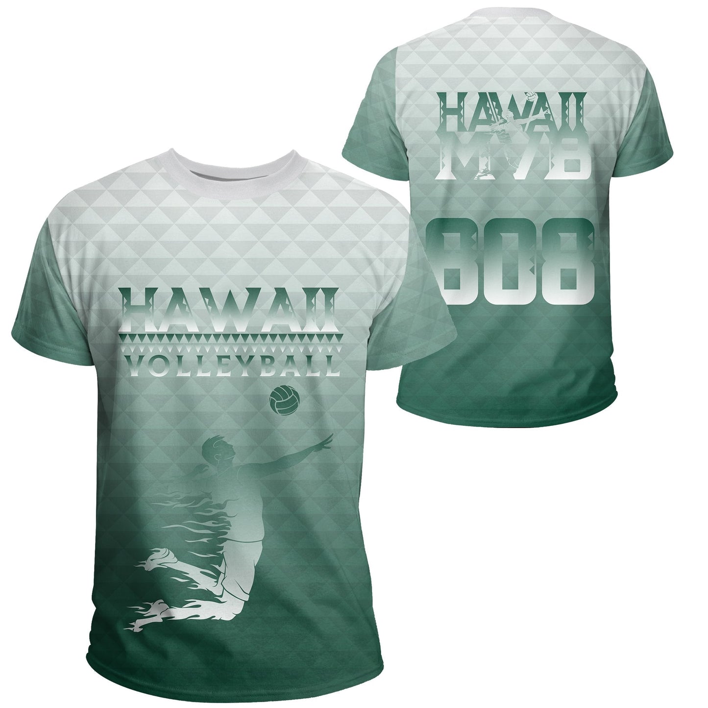 Volleyball Sport Hawaii Kakau T-Shirt Green Mix