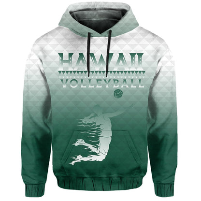 Volleyball Sport Kakau Hawaii Hoodie Green Mix
