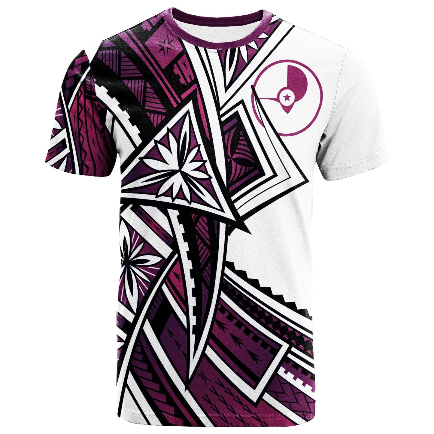 Yap T-Shirt Tribal Flower Special Pattern Purple Color