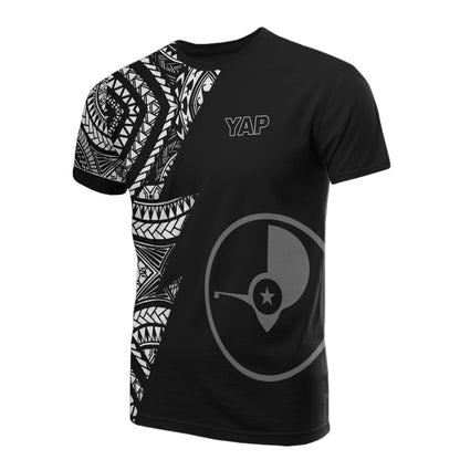 Yap Pattern T-Shirt - Yap Flag Polynesian Tattoo Black Style