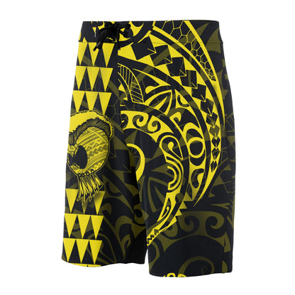 Hawaii Polynesian Warrior Board Shorts Yellow V.2