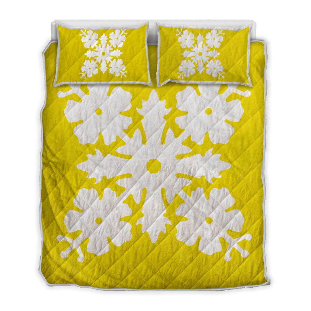 Hawaiian Royal Pattern Quilt Bed Set Yellow K1 Style AH