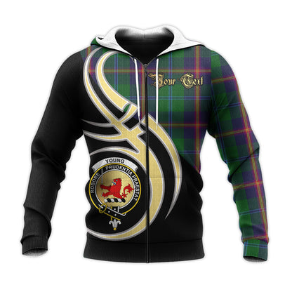 Printivon Young Clan Believe In Me Crest Tartan Knitted Hoodie Custom Your Text