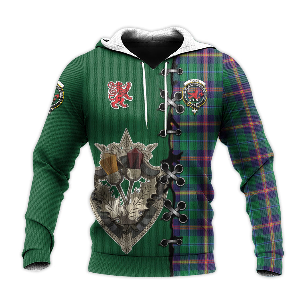 Printivon Young Modern Tartan Hoodie Lion Rampant And Celtic Thistle Style