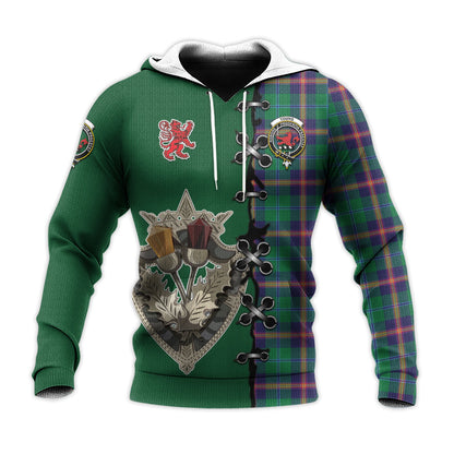 Printivon Young Modern Tartan Hoodie Lion Rampant And Celtic Thistle Style
