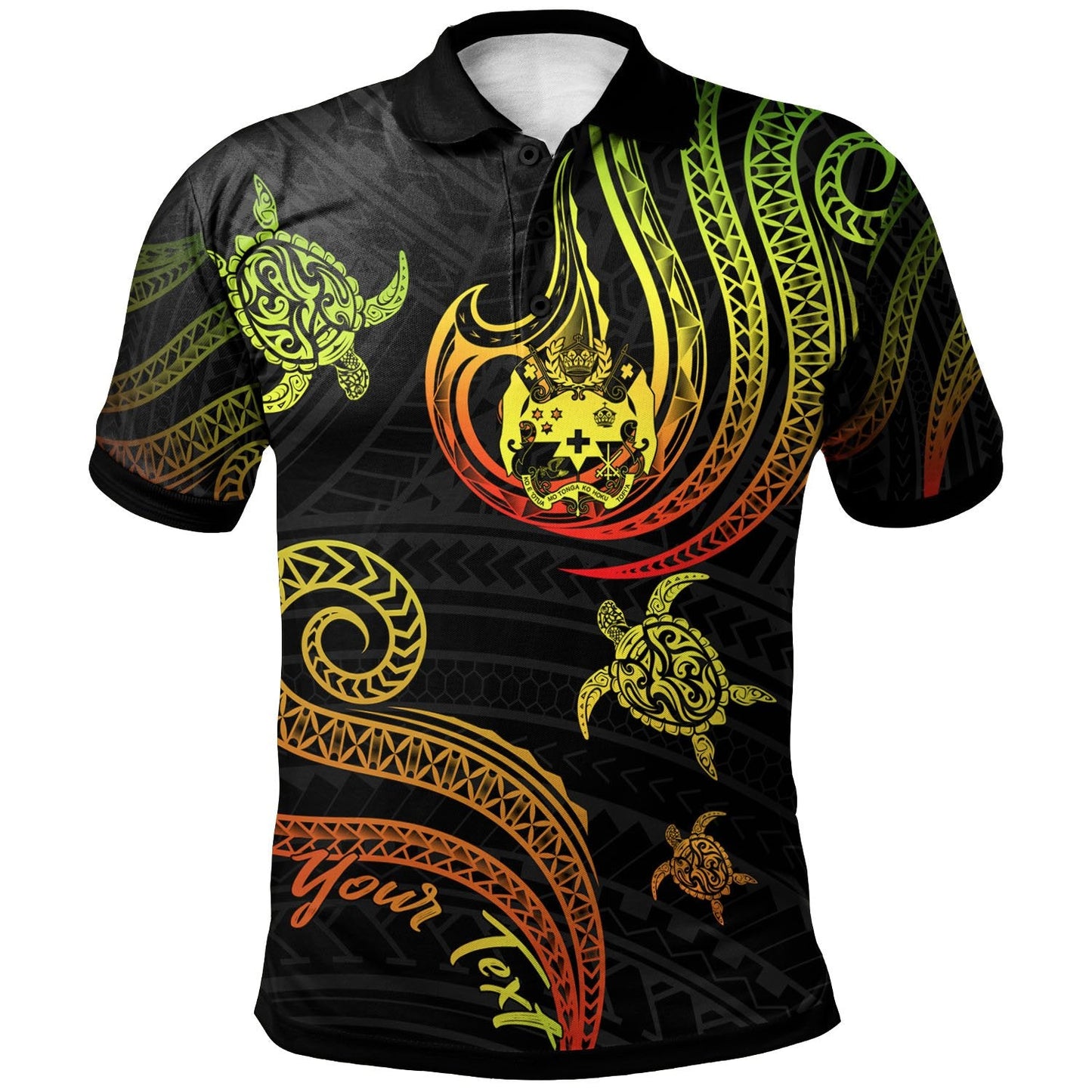 Tonga Personalised Custom Polo Shirt - Polynesian Turtle With Pattern Reggae