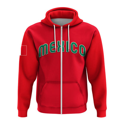 Custom Baseball 2023 Mexico Hoodie Red Style