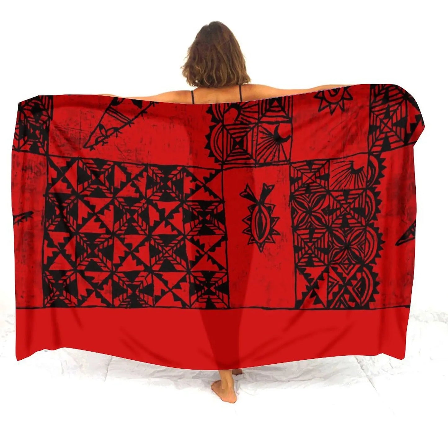 Polynesian Women'S Sarong Apron Polynesian Tribal Pattern Red Sarong Beach For Her