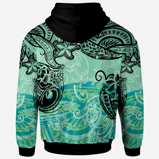 Tonga Hoodie Vintage Floral Pattern Green Color