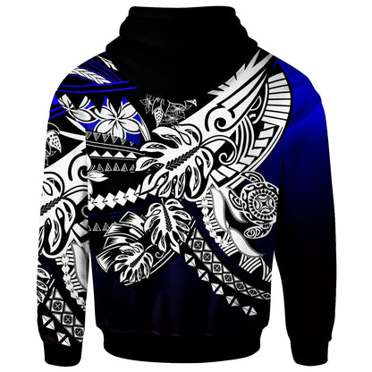 Fiji Hoodie Tribal Jungle Pattern Blue Color