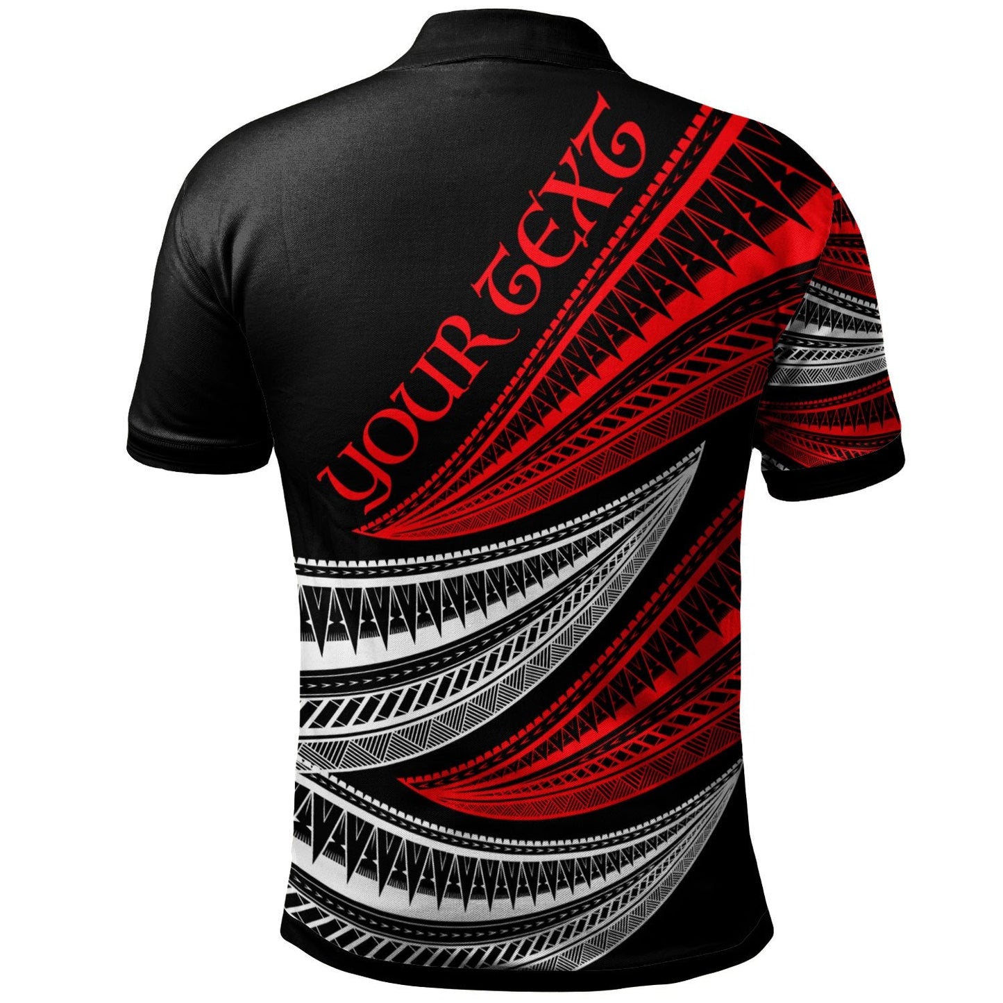Hawaii Custom Personalised Polo Shirt - Wave Pattern Alternating Red Color