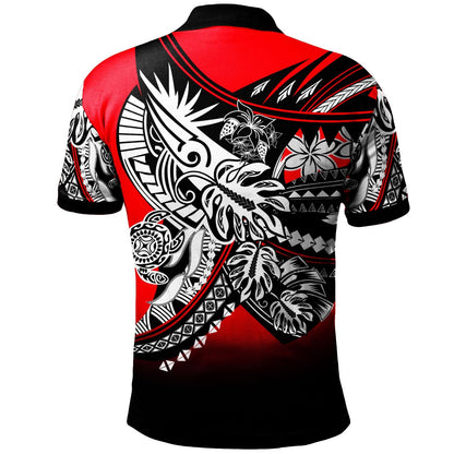 Cook Islands Polo Shirt - Tribal Jungle Red Pattern