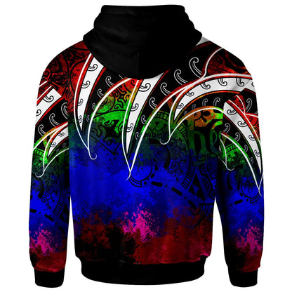 Tonga Zip Hoodie Tropical Leaf Rainbow Color