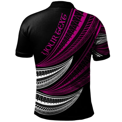 Fiji Custom Personalised Polo Shirt - Wave Pattern Alternating Purple Color