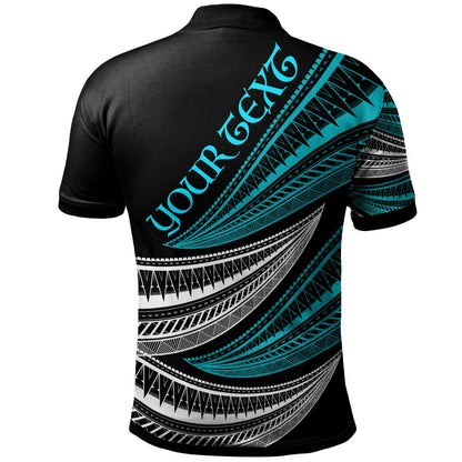 Hawaii Custom Personalised Polo Shirt - Wave Pattern Alternating Blue Color
