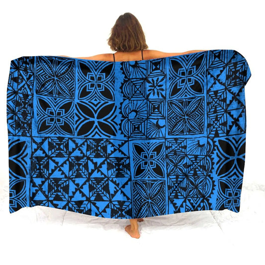 Polynesian Women'S Sarong Apron Polynesian Tribal Geometric Pattern Blue Sarong Beach For Her
