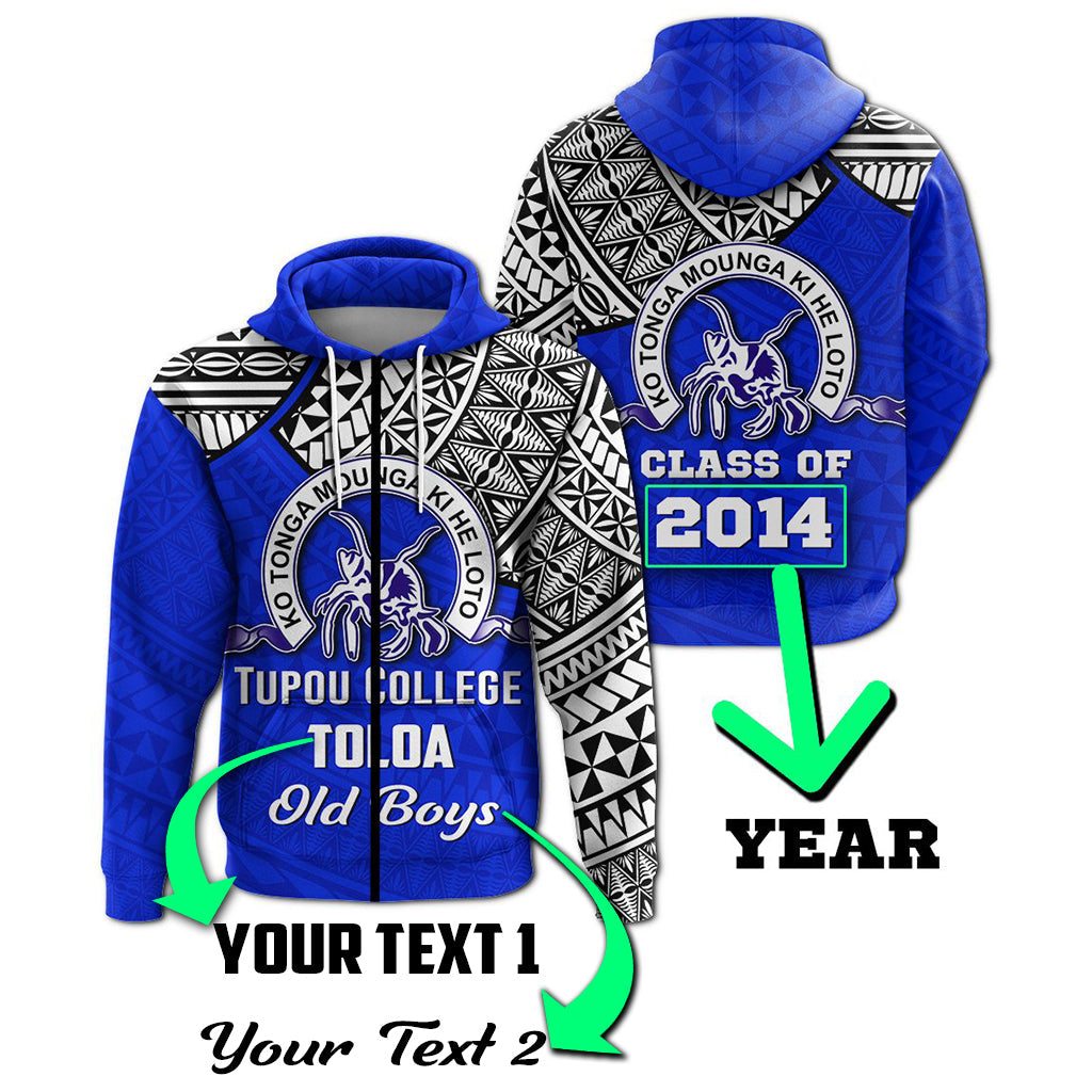( Personalised) Tupou College Toloa Old Boys Zip Hoodie Class of Year
