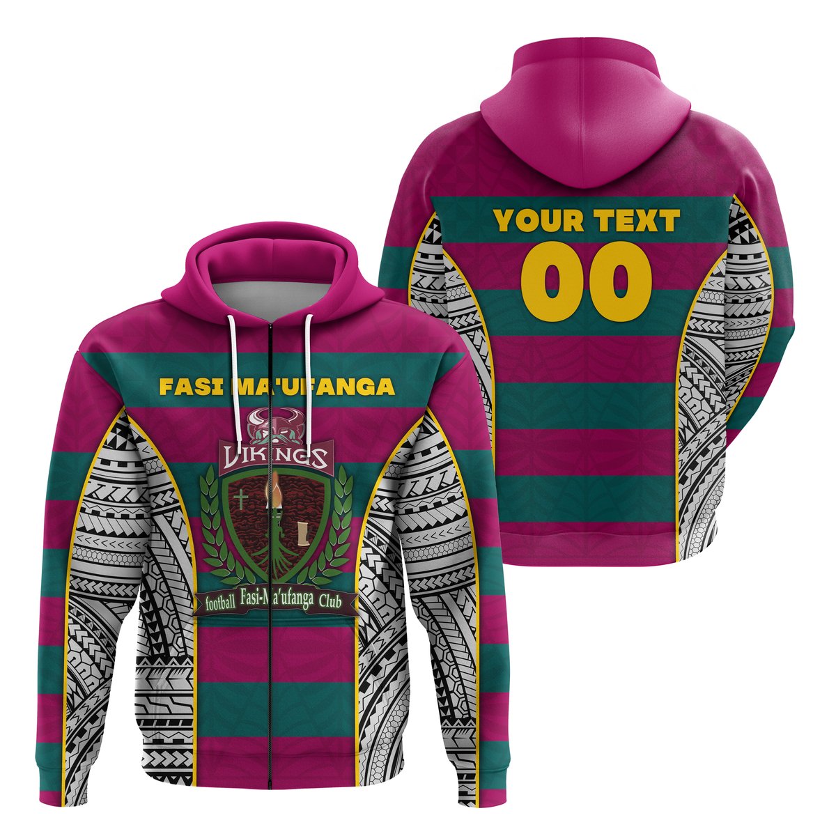 ( Personalised) Fasi Maufanga Football Zip Hoodie Polynesian Style