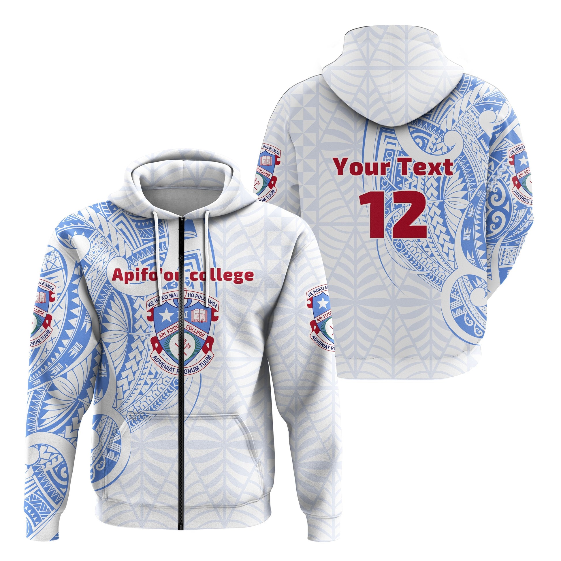( Personalised) Kolisi Apifoou College Zip Hoodie Polynesian Style