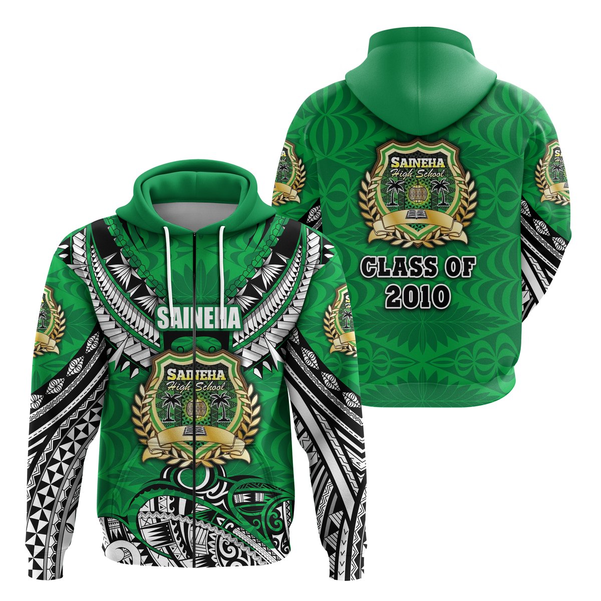 Saineha Tonga Zip Hoodie Polynesian Style Class off 2010
