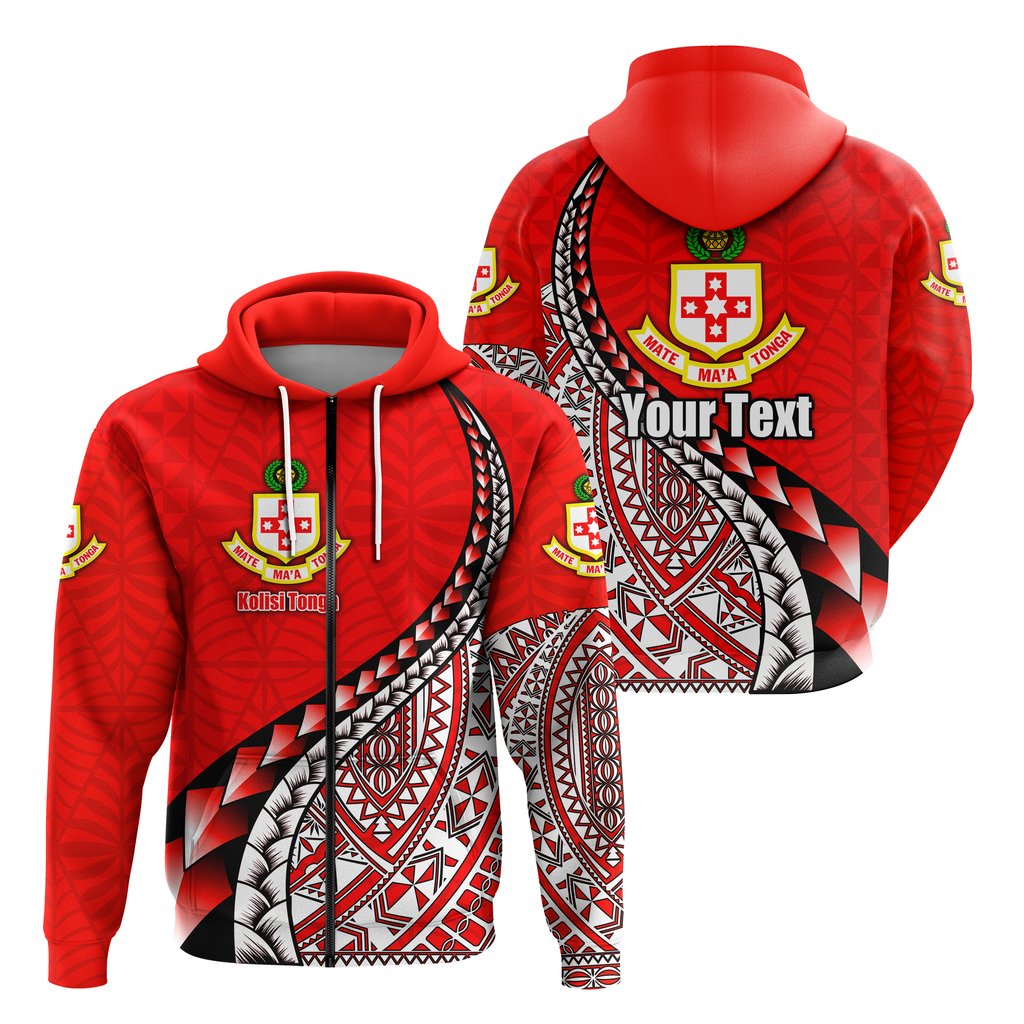 ( Personalised) Kolisi Tonga Zip Hoodie Mate Ma'a Tonga Polynesian Free Style