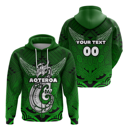 ( Personalised) Maori Aotearoa Manania Zip Hoodie Simple Sport Style Green