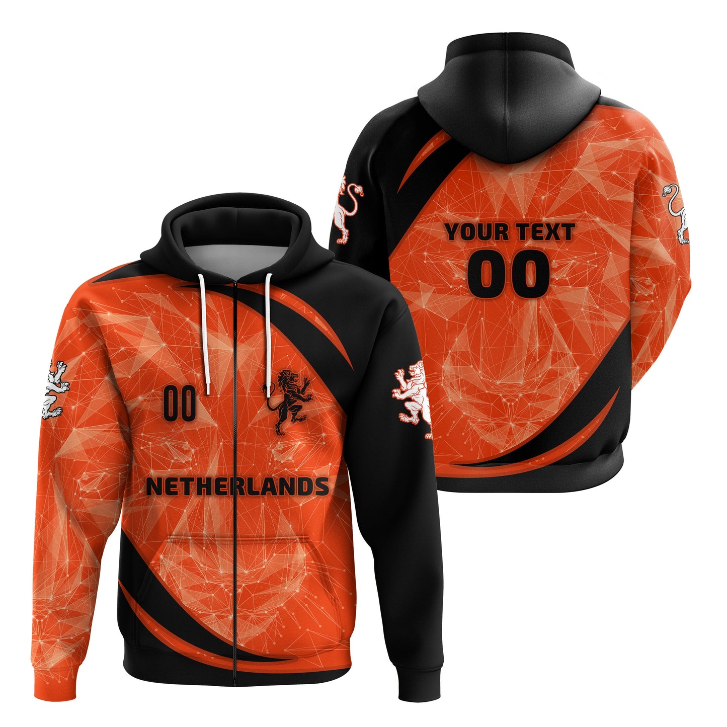Custom The Netherlands Football 2021 Zip Hoodie Sport Style