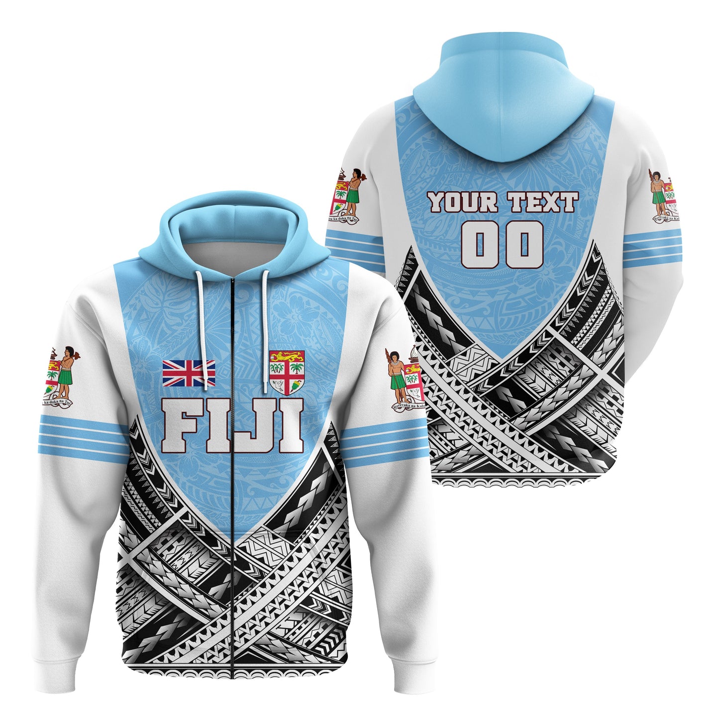 ( Personalised) Fiji Zip Hoodie Polynesian Sport Style