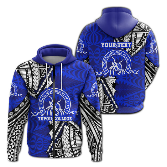 Custom Text Kolisi Ko Tupou College Tonga Zip Hoodie Polynesian Version Special