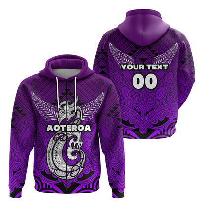 ( Personalised) Maori Aotearoa Manania Zip Hoodie Simple Sport Style Purple
