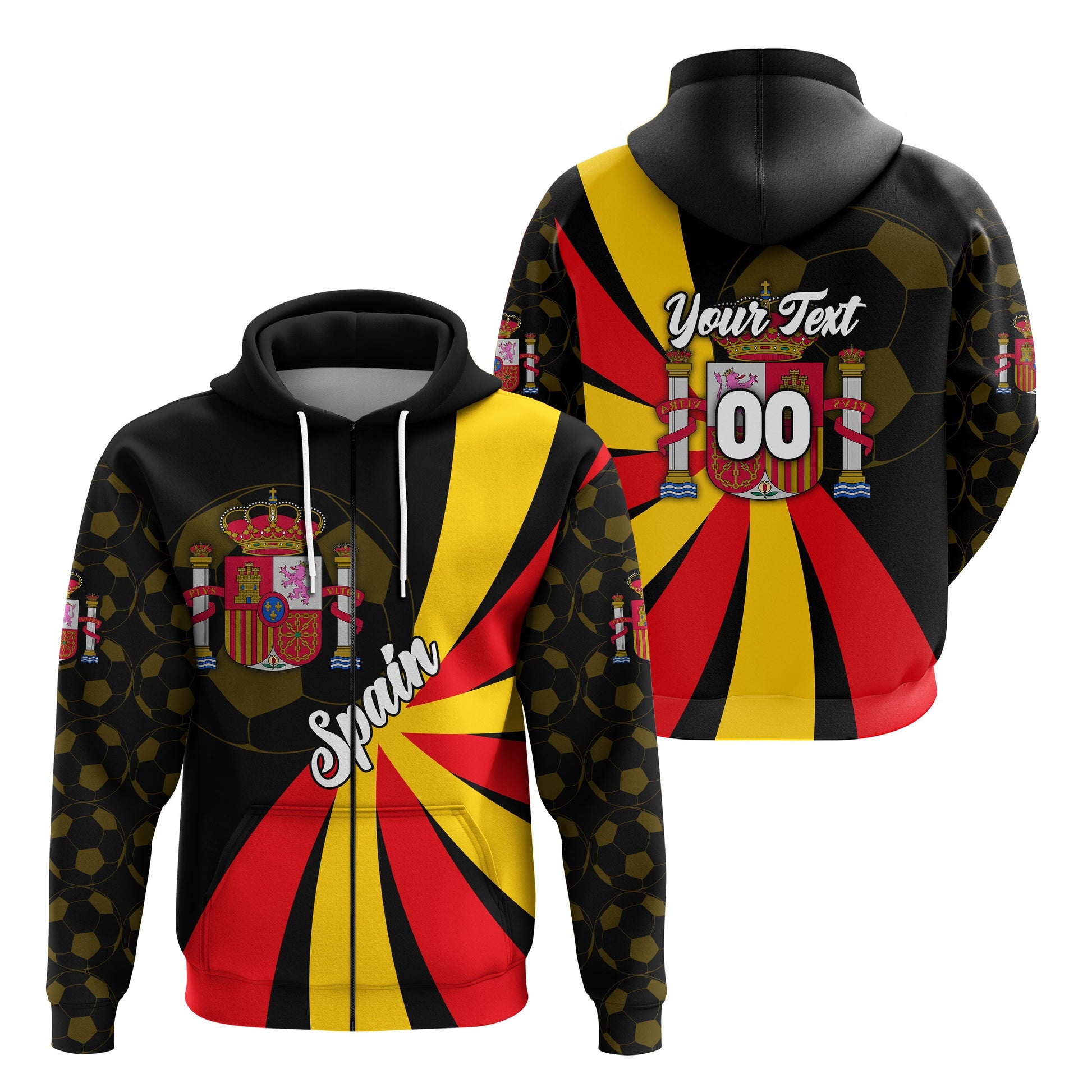Custom Spain Football 2021 Zip Hoodie Sport Style