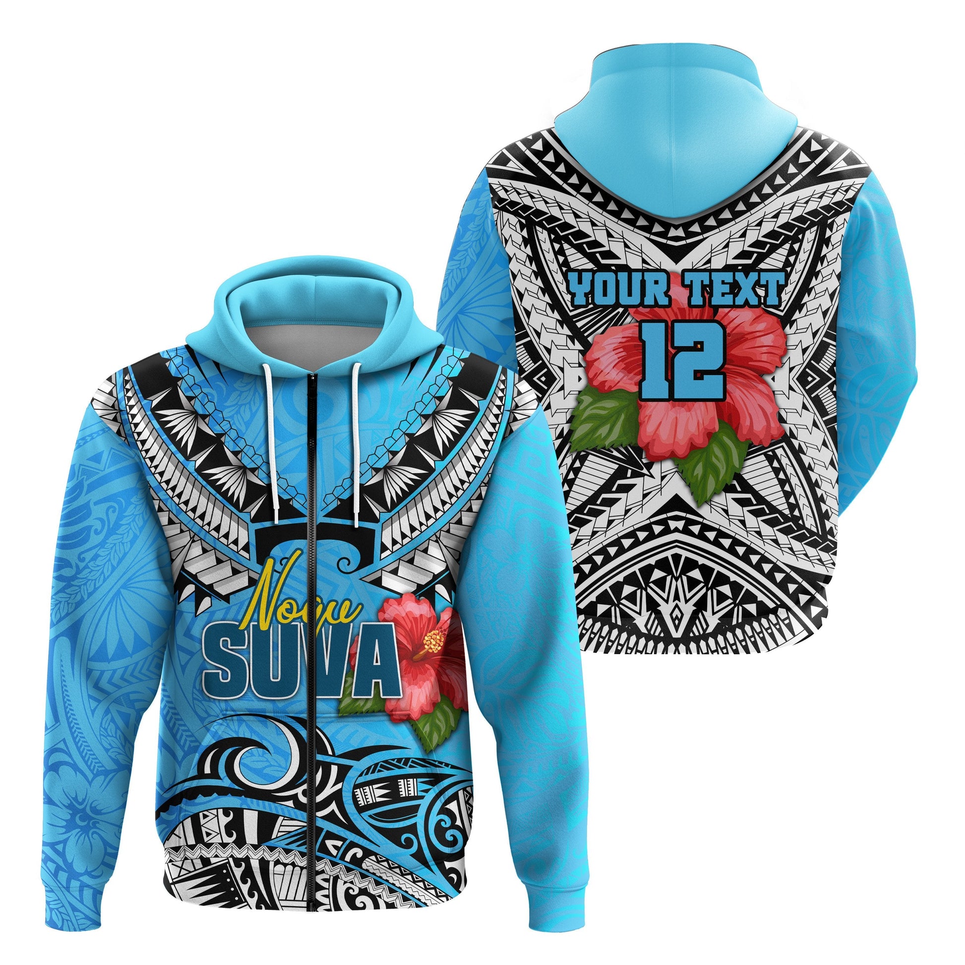 ( Personalised) Suva Rugby Zip Hoodie Polynesian Style