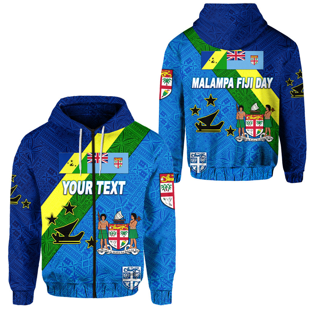 ( Personalised) Vanuatu Malampa And Fiji Day Zip Hoodie October 10