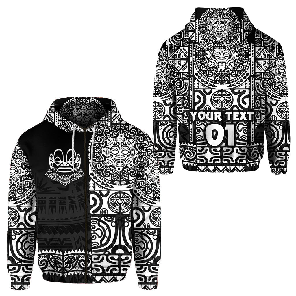 ( Personalised) Marquesas Islands Zip Hoodie Marquesan Tattoo Unique Style Black