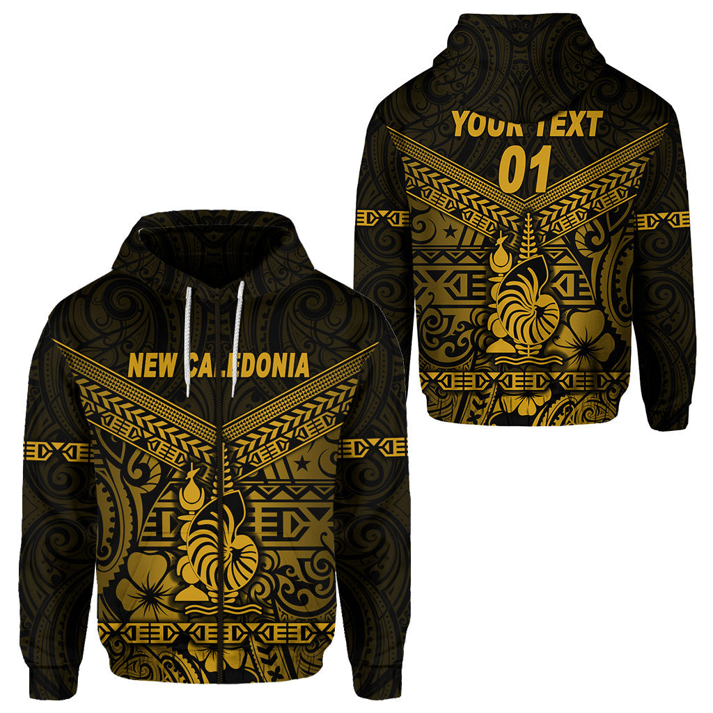 ( Personalised) New Caledonia Zip Hoodie Simple Style Gold