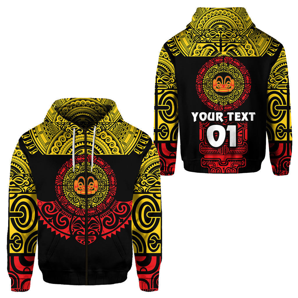 ( Personalised) Marquesas Islands Zip Hoodie Marquesan Tattoo Simplified Version Yellow