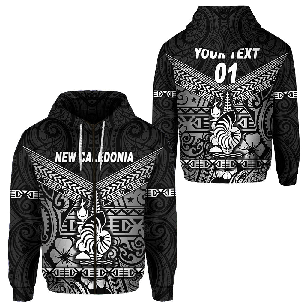 ( Personalised) New Caledonia Zip Hoodie Simple Style Black
